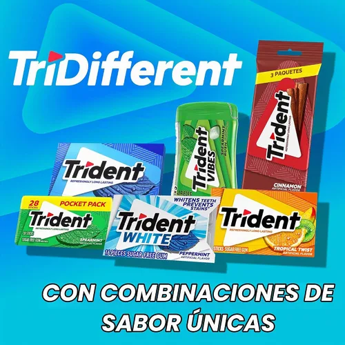 Vista 7 de Trident Vibes Blue RASPBERRY - Goma de mascar sin azúcar, 14