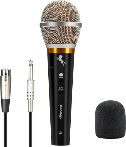 Vista 9 de Marengo Micrófono vocal dinámico para altavoz de karaoke, micrófono de mano con cable con interruptor de encendido y apagado y cable desmontable