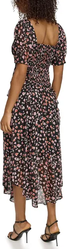 Vista 2 de Karl Lagerfeld Paris Blusa floral recortada para mujer, Negro Multi