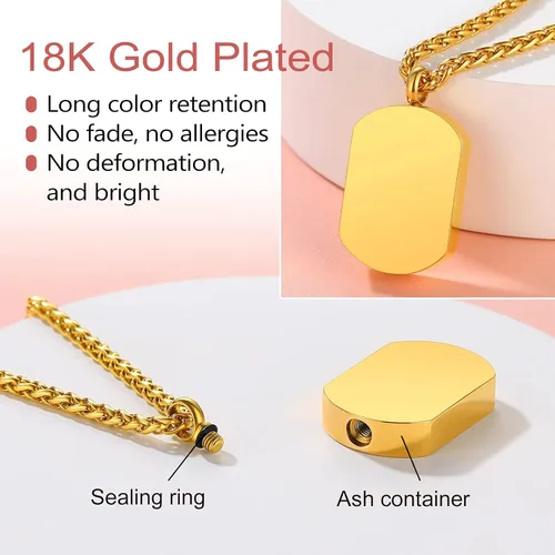 Vista 111 de FindChic Collares personalizados con urna para cenizas, barra vertical, gato, luna, reloj de arena, garra de perro, acero inoxidable, chapado en oro