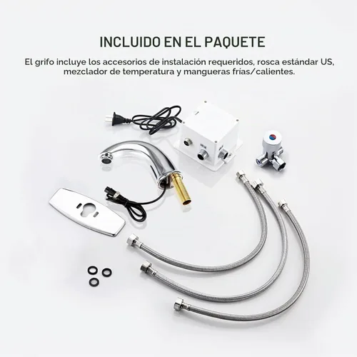 Vista 7 de Grifo de lavabo de baño sin contacto automático automático grifo de fregadero de movimiento automático Chrome, battery or plug-in powered, hot
