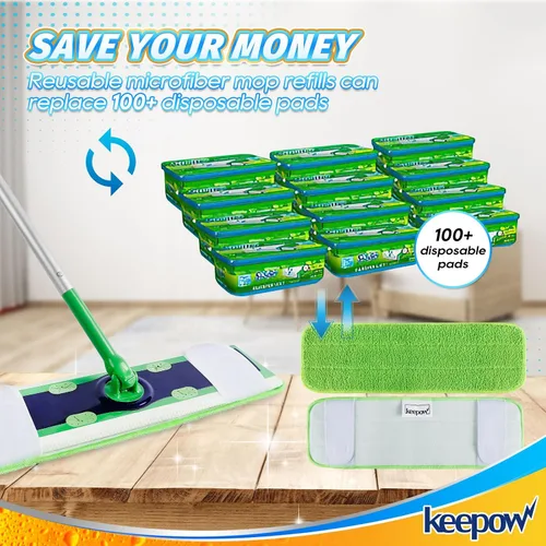 Vista 8 de KEEPOW Almohadillas de microfibra para trapeadores Swiffer XL, reutilizables, para mopa húmeda y seca, compatibles con Swiffer Sweeper XL, repuesto