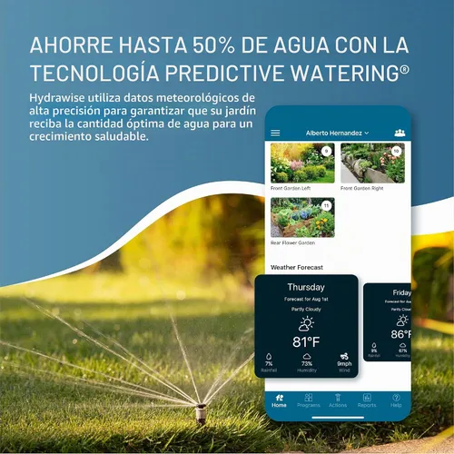 Vista 3 de Hunter Hydrawise HPC400 Controlador de Riego Inteligente con WiFi para Céspedes y Jardines, 4 Zonas, Expandible a 16 Zonas, Basado en el Clima