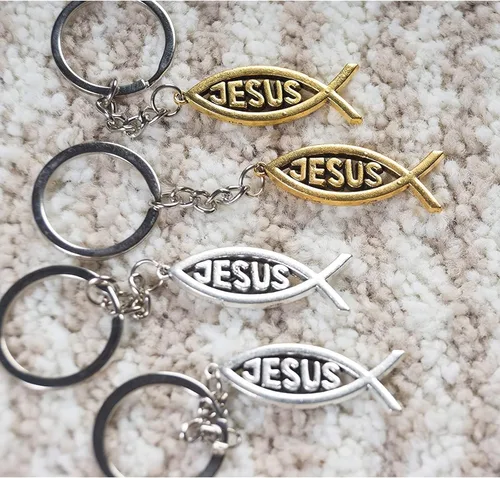 Vista 2 de Juvale Paquete de 24 llaveros de metal de Jesús, regalos cristianos para mujeres, llaveros religiosos a granel para recuerdos de fiesta