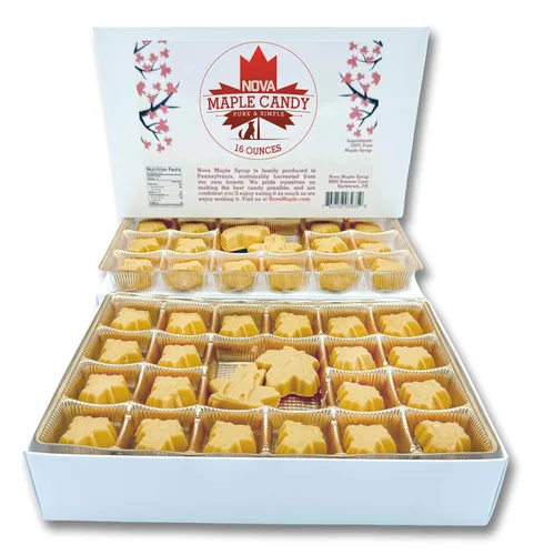 Vista 4 de Nova Maple Candy - Caramelo de hoja de azúcar con jarabe de arce puro (16 onzas (1 libra))