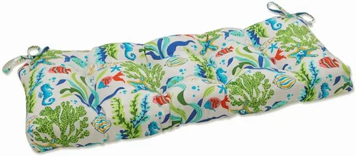 Vista 8 de Pillow Perfect Cojín para silla de esquina redonda azul Coral Bay para exteriores/interiores