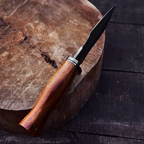 Vista 7 de 10 "hecho a mano forjado de acero de Damasco caza supervivencia desollar bushcraft cuchillo EDC Horizontal llevar vaina