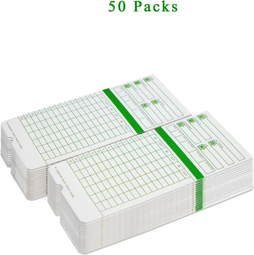 Vista 4 de Zzrywuty Tarjetas de tiempo para empleados mensuales, todos los períodos de pago, 50 tarjetas de tiempo para Hn3000, 2 caras, 3 3/8 pulgadas x 7 3/8