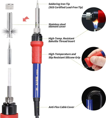 Vista 4 de YIHUA 907I Red Grip Reemplazo Soldador Handpiece/Mango para Yihua 995D+Rework y Estación de Soldadura