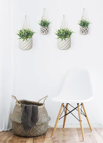 Vista 13 de Paquete de 2 Maceteros de Pared para Plantas de Interior, Colgador de Plantas de Macramé Macetero de Pared, Colgador de Plantas, Macetero Colgante