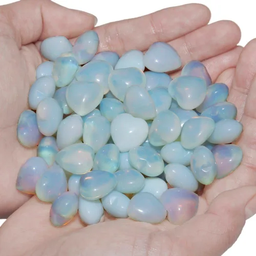 Vista 3 de mookaitedecor Cristales curativos opalita corazón amor preocupación palma piedra reiki equilibrio 0.5 pulgadas, paquete de 12, Opalita, opalita