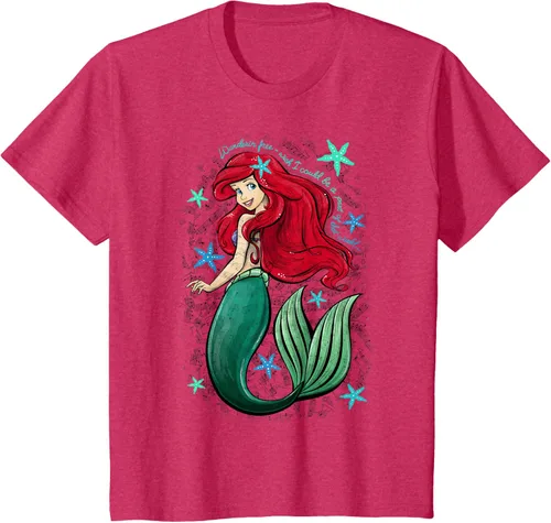 Vista 36 de Disney The Little Mermaid - Camiseta con notas musicales de Ariel, talla S Blanco