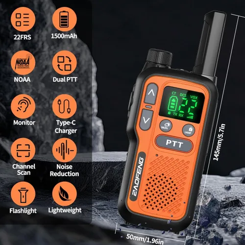 Vista 2 de Walkie Talkies de largo alcance para adultos, paquete de 6 Walkie Talkies FRS recargables, radio bidireccional de emergencia portátil manos libres