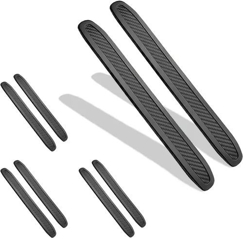 Vista 9 de runmade 4 piezas universales para parachoques trasero de automóvil, camión, SUV, protector lateral antiarañazos, tiras de goma negras