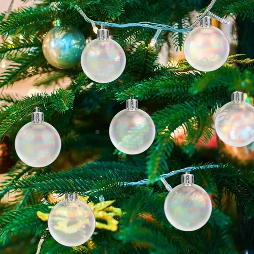 Vista 9 de Abaodam 12 bolas de Navidad de adorno iridiscentes, bolas iridiscentes para árbol de Navidad, bolas de Navidad iridiscentes, esferas colgantes