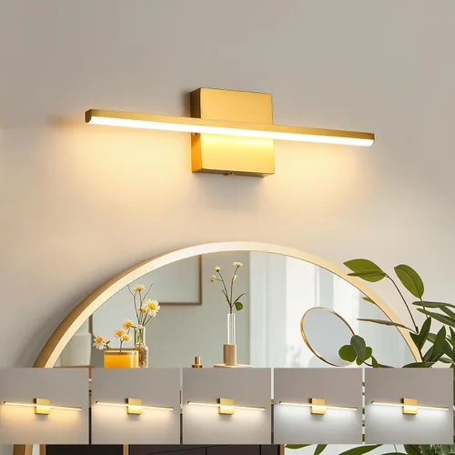 Vista 7 de Lámparas de baño sobre espejo, luz negra de tocador de baño de 12 pulgadas, lámpara LED de pared moderna de 11 W, 3000 K para barra de tocador