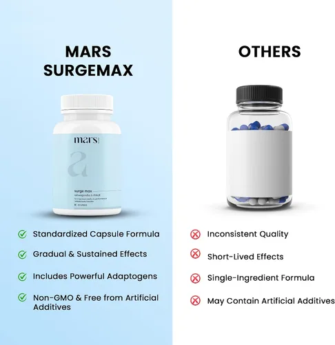 Vista 5 de Mars Surgemax Cápsulas naturales con Shilajit y Safed Musli Apoya la energía, la fuerza y la inmunidad para un estilo de vida activo 60