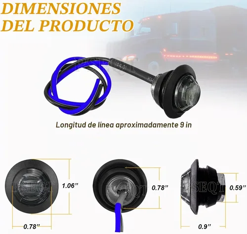 Vista 7 de PSEQT Luces LED redondas laterales de 3/4 pulgadas, indicadores de señal de giro, luz de ojal de bala, impermeable, para remolque, camión, autobús
