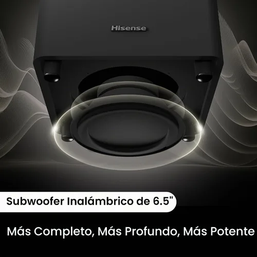 Vista 9 de Hisense HT Saturn - Barra de sonido de 4.1.2 canales con subwoofer inalámbrico, Dolby Atmos, DTS:X, Bluetooth 5.3, EzPlay, paso HDMI 4K, compatible