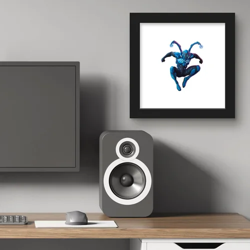 Vista 5 de Trends International Gallery Pops DC Comics Blue Beetle - Póster de pared de escarabajo volador, 12 x 12 pulgadas, versión de marco negro