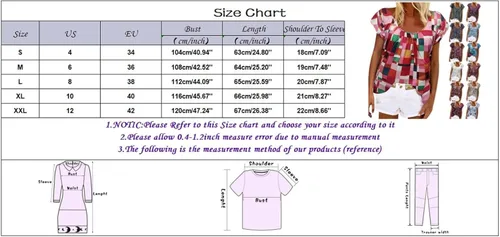 Vista 5 de Women Shirts Casual Short Sleeve Tops Women Fashion Geometric Print Round Neck Short Sleeve Short Shirts for Women