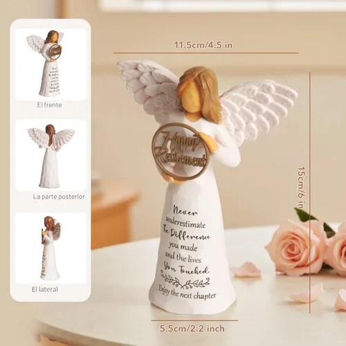 Vista 6 de Regalo de jubilación para mujer, figura de ángel de jubilación hecha a mano