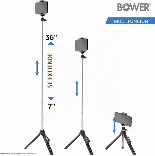 Vista 4 de Bower Multipod 6 en 1 trípode selfie stick con obturador remoto para teléfonos inteligentes