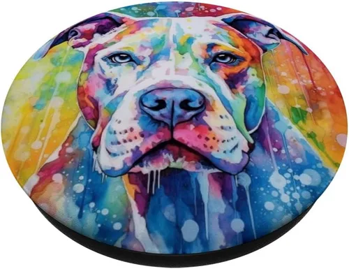 Vista 2 de Cute Dog Lover Alcohol Ink Art Dogo Argentino PopSockets Adhesive PopGrip