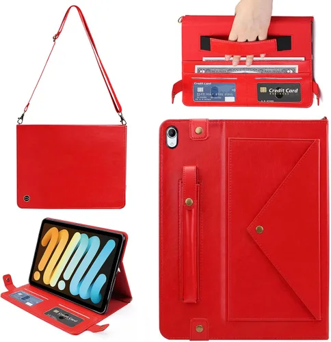 Vista 21 de Funda tipo bolso para iPad mini de 5ª/4ª/3ª/2ª/1ª generación de 7.9 pulgadas, Techcircle funda ligera tipo folio con soporte bandolera con billetera