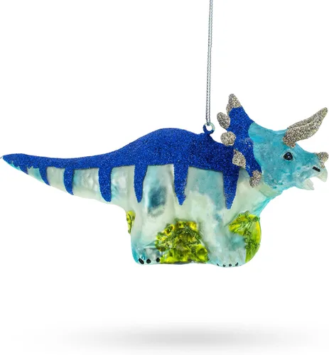 Vista 2 de Dinosaurio brillante brillante - Adorno navideño de vidrio soplado