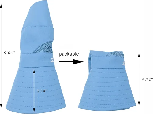 Vista 6 de Sombrero de cola de caballo para mujer, protección UV, ala ancha, plegable, para verano, playa, pesca, sombreros