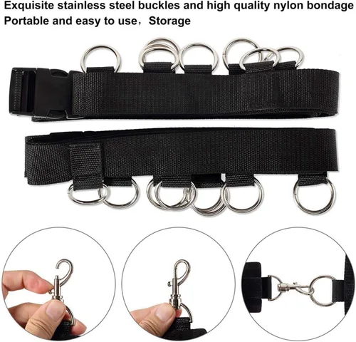 Vista 4 de BDSM - Kit de restricciones para cama sexual, juguetes de cuerda mullida, esponjoso, juego de esposas para adultos, adultos, dormitorio, kit
