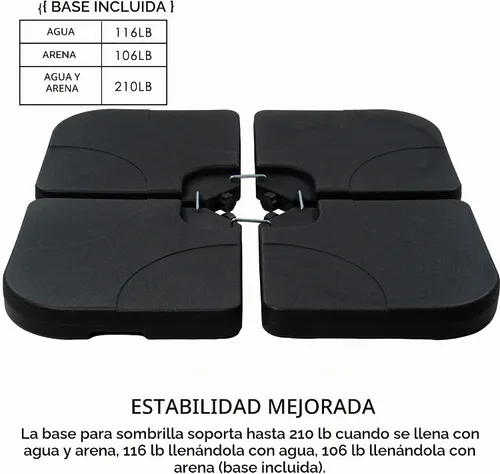 Vista 2 de Kozyard Base de sombrilla de patio con relleno de agua y arena para exteriores
