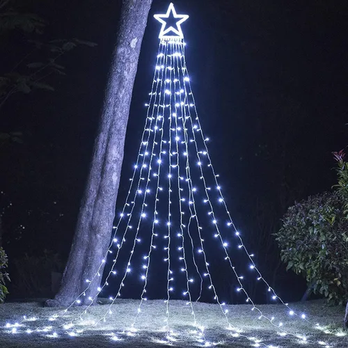 Vista 15 de Luces de estrella para decoración de Navidad al aire libre, 320 LED, 16.4 pies, luces de cadena para árbol de Navidad con topper de estrella