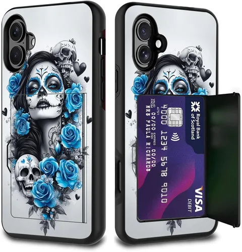 Vista 55 de Funda para tarjetas de crédito, doble capa híbrida a prueba de golpes, protección contra caídas con función atril para iPhone 17 de 6.3 pulgadas