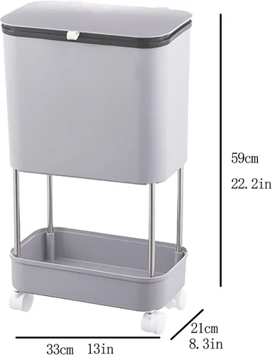 Vista 7 de Papelera extraíble de compost para cocina, compostador, papelera extraíble para cocina del hogar, papelera multifuncional en capas, papelera Blanco