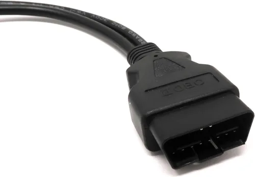 Vista 3 de Cable divisor OBD2 en Y, adaptador macho de 16 pines a hembra doble, cable resistente de 24 AWG, conexión de dispositivo doble, enchufe de ángulo