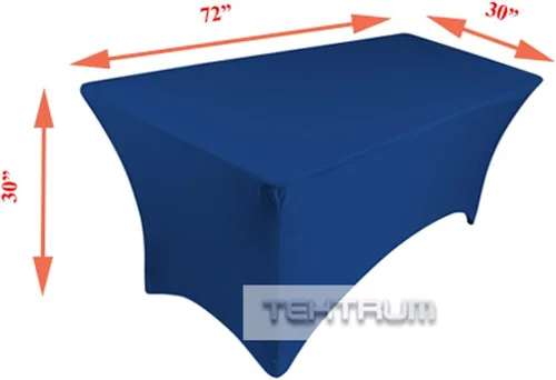 Vista 2 de TEKTRUM Mantel elástico rectangular de 6 pies de largo, para jacuzzi, para feria comercial, tela premium, color azul