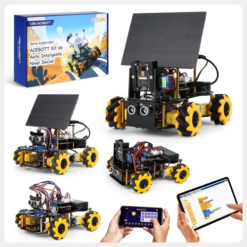 Vista 11 de Kit de tanque de robot solar con cámara inteligente ESP32 5 en 1, kit de robótica de juguete STEM para niños de 8 a 16 años, aplicación y control