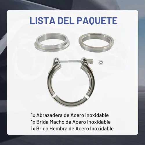 Vista 5 de Abrazadera de banda en V de 2" con acero inoxidable del reborde para bajantes del escape de Turbo