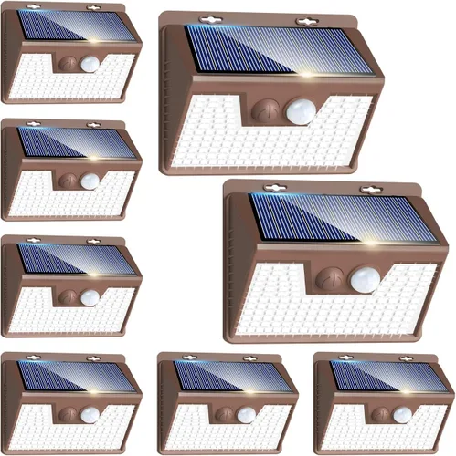 Vista 17 de Peasur Luces Solares para Exteriores con Sensor de Movimiento, 140 LED Luz Solar Alimentada por Energía Solar para Cerca Impermeable, 3 Modos