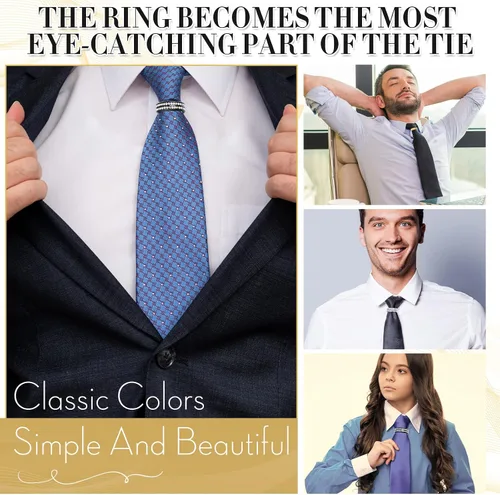 Vista 4 de 3 piezas de anillo de corbata para hombre, anillo de corbata para corbatas de cuello, accesorios con caja para regalo de joyería de boda