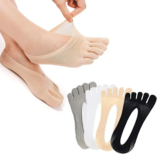 Vista 9 de Calcetines ortopédicos de compresión para los dedos, calcetines de dedo para mujer, calcetines de cinco dedos completos de corte bajo 5 pairs
