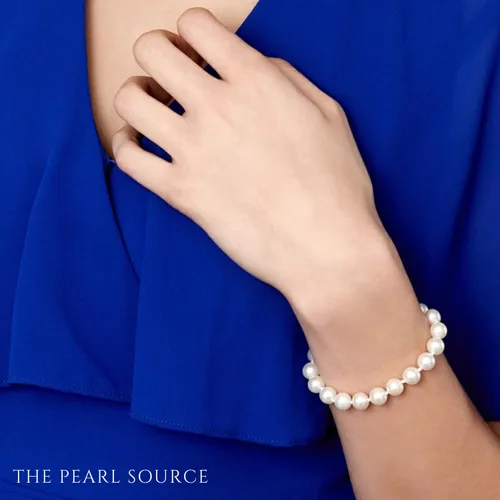 Vista 8 de The Pearl Source White Freshwater Pearl Bracelet for Women - Cultured Pearl Bracelet in 925 Sterling Silver with Genuine Cultured Pearls, 7.0-7.5mm