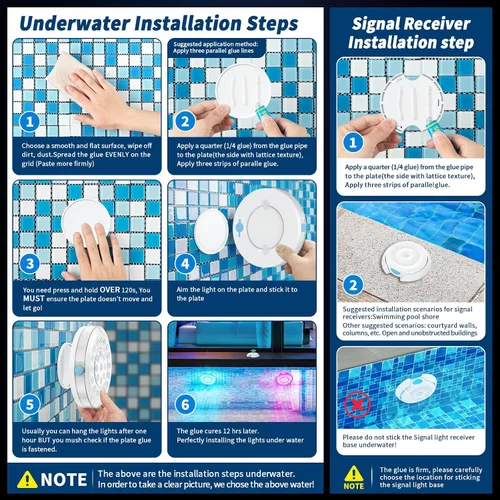 Vista 4 de Homly - Luces para piscina LED recargables sumergibles con control inalámbrico por APP, luces LED inteligentes subacuáticas impermeables
