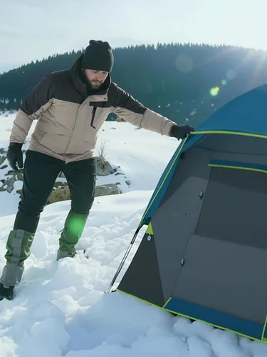 Vista 3 de CAMEL CROWN Chaqueta de Esquí de Invierno para Hombre Abrigos de Nieve de Montaña Impermeable Capucha Desmontable Resistente al Viento Chaquetas