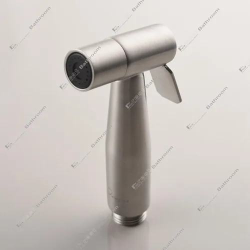 Vista 5 de Pulverizador de bidé de mano de níquel cepillado, rociador de pañales de acero inoxidable calificado Shattaf Juego completo para bidé inodoro baño