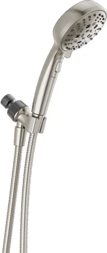 Vista 9 de Delta Faucet H2Okinetic - Cabezal de ducha de mano de 6 ajustes, ducha cromada con manguera, ducha de mano 1.75 GPM, cromo 75536