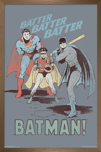 Vista 14 de Trends International DC Comics - Póster de Batman - Robin - Superman - Batter Wall Poster, 14.725 x 22.375 pulgadas, versión enmarcada de madera