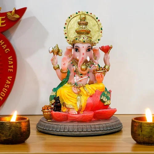 Vista 6 de alikiki Estatua de ídolo hindú de Dios Ganesha – 6.8 pulgadas hindú Murti Lord Ganesh Ganpati para oficina en casa, altar mandir templo Pooja